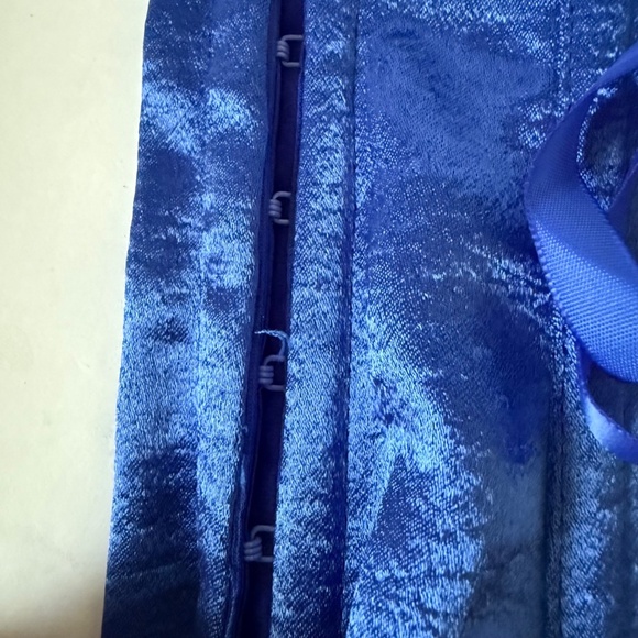 Fredrick's Of Hollywood Blue Ruched Sweetheart Strapless Corset Size 32 Coquette - Picture 8 of 13